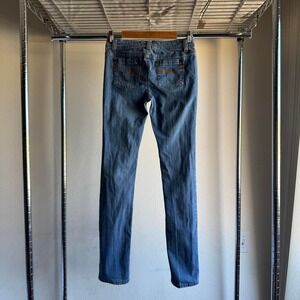SO Jeans Y2K Straight Leg Medium Wash Gold Stitch Swirl Embroidery Low Rise Sz 5